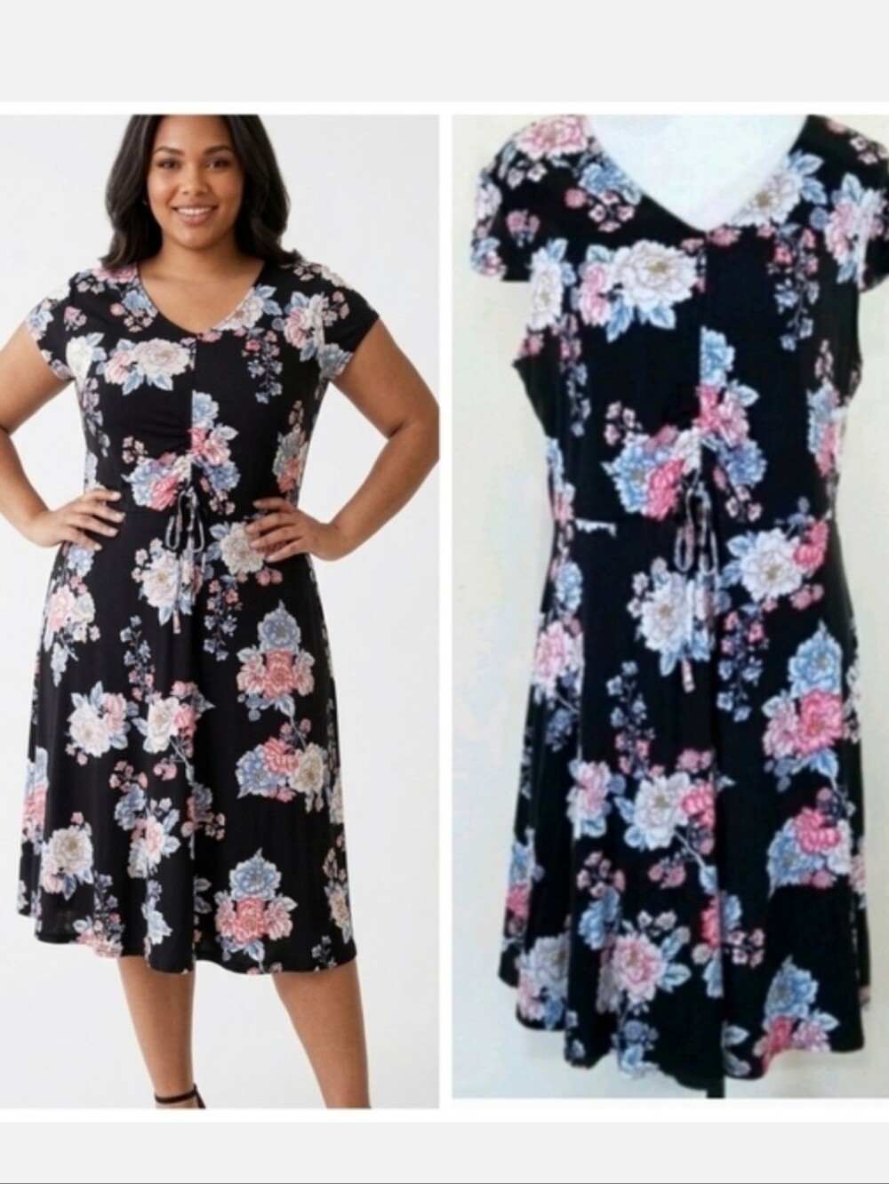 Mudd Milkmaid dress short sleeve black floral dress Women's Plus size XXL NWT